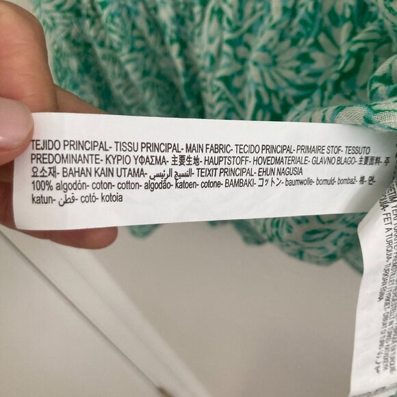 ZARA Boho Long Sleeve Dress Green Button Front Floral Festival Hippie Size XL - Picture 9 of 9